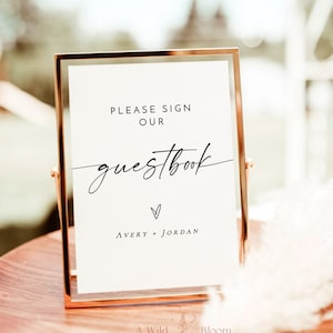 Sjabloon bruiloft gastenboek teken, teken ons gastenboek teken, boho bruiloft, teken ons gastenboek, modern minimalistisch bruiloft bord, M9