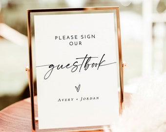 Wedding Guestbook Sign Template | Please Sign Our Guestbook Sign | Boho Wedding | Sign Our Guest Book | Modern Minimalist Wedding Sign | M9