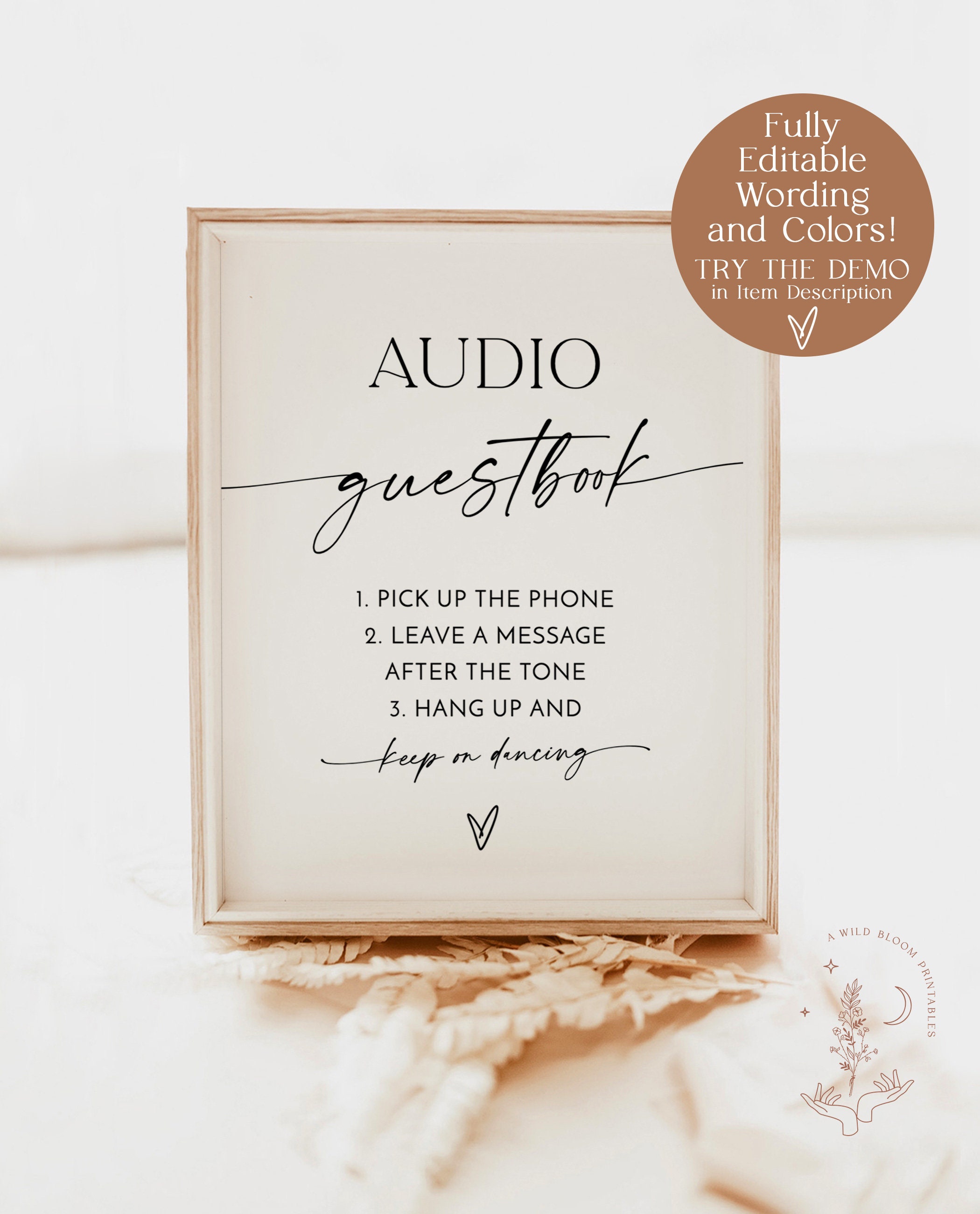Audio Guestbook Sign Modern Minimalist Wedding Sign Phone Etsy