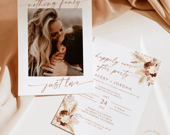 PRINTED + SHIPPED | Photo Wedding Announcement with Envelopes | Nothing Fancy Just Love Happily Ever After Party A4