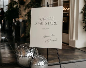 PRINTED + SHIPPED | Rehearsal Dinner Welcome Sign | Forever Starts Here | Modern Minimalist