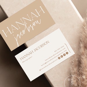 Modern Small Business Card, Boutique Business Card Template, Beige Business Card, Minimalist Business Card Design, Boho Business Cards image 4