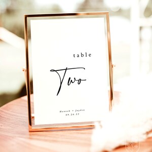 Números de mesa de boda minimalistas modernos, número mínimo de mesa de boda, plantilla de número de mesa editable, números de mesa simples, M5