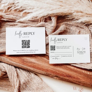 Minimalist QR Code Response Card, QR Code Response Card, RSVP Online, Modern Wedding Reply Card, Minimalist Wedding Reply Card, M7