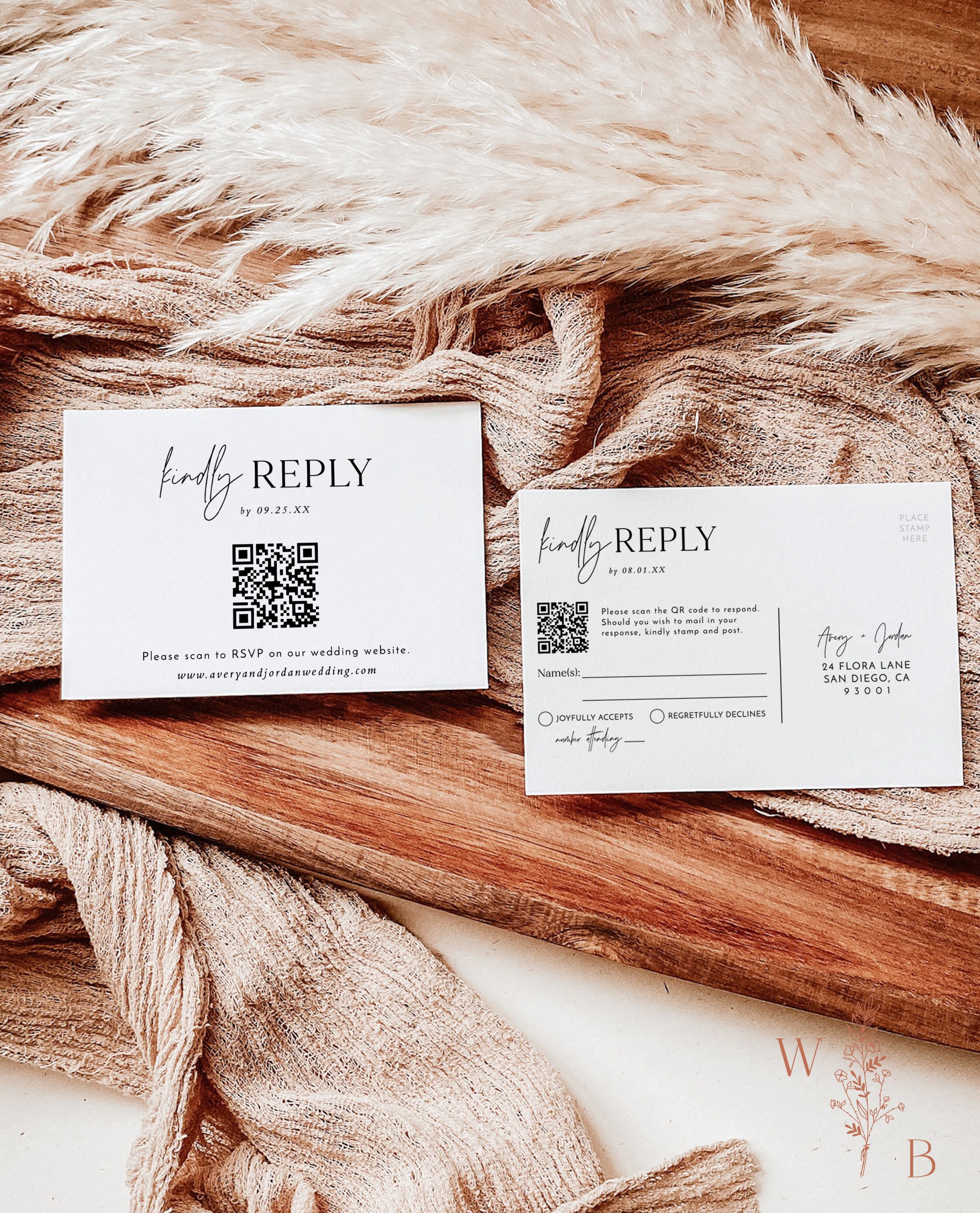 Minimalist QR Code Response Card QR Code Response Card - Etsy