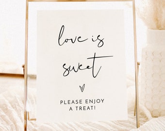 Love is Sweet Sign | Please Take A Treat | Modern Minimalist Wedding Sign | Minimalist Love is Sweet | Dessert Table Sign Template | M4
