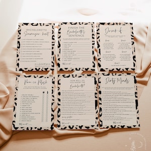 Leopard Print Bachelorette Party Game Bundle, Dirty Bachelorette Party Game, Bachelorette Drinking Games, Printable Instant Download, L1