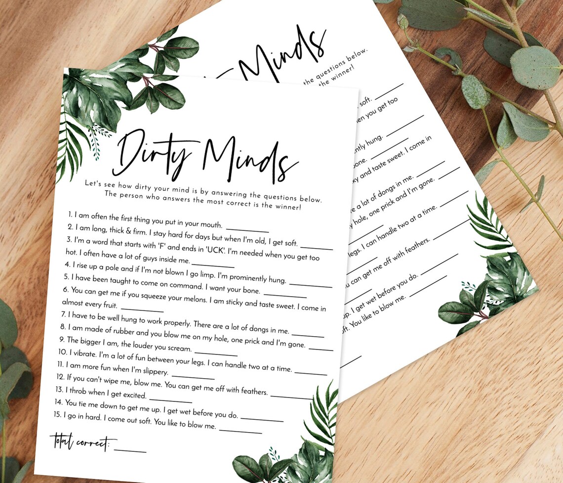 Dirty Minds Bachelorette Game Dirty Bachelorette Party Game