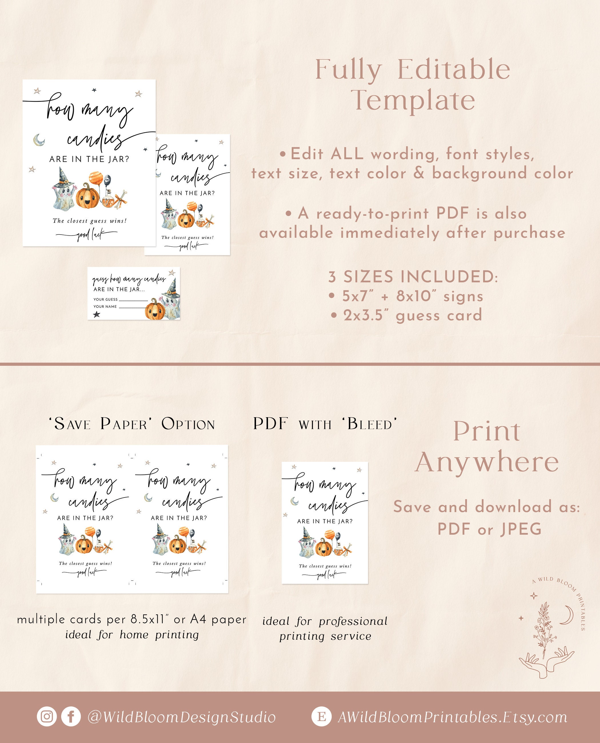 Halloween Guess How Many Candies Baby Shower Game Pumpkin - Etsy