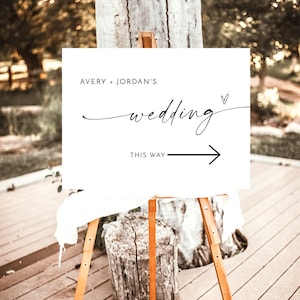 Minimalist Wedding Direction Sign, Wedding This Way Sign, Wedding Direction Sign Template, Modern Wedding Arrow Sign, This Way Sign, M9