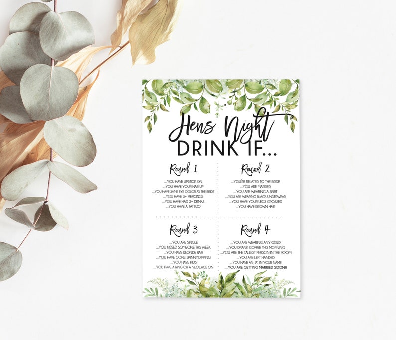 Printable 'drink If' Hens Night Party Game Hens | Etsy