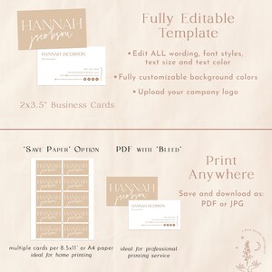 Modern Small Business Card, Boutique Business Card Template, Beige Business Card, Minimalist Business Card Design, Boho Business Cards image 6
