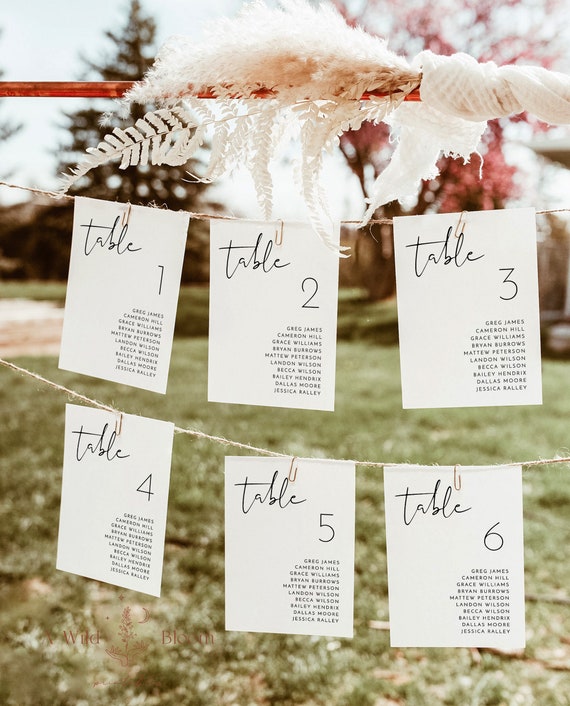 Wedding Seating Cards, Minimalist Wedding Seating Chart, Modern Wedding Seat Cards, Table Seating Chart Cards, Editable Template, M4