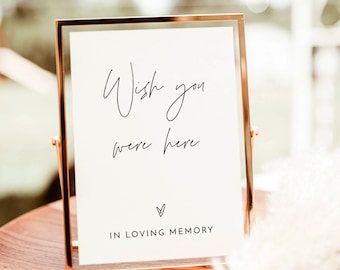 Wish You Were Here Sign, Forever In Our Hearts, In Loving Memory Sign, Modern Minimalist Wedding, Memorial Sign, Editable Template | M7