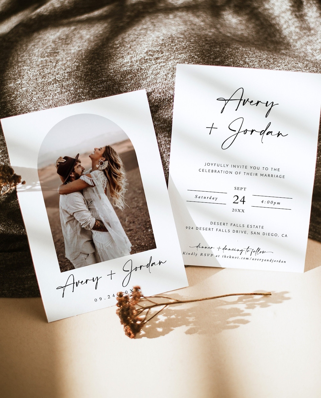 Minimalist Wedding Invitation Template, Editable Minimalist