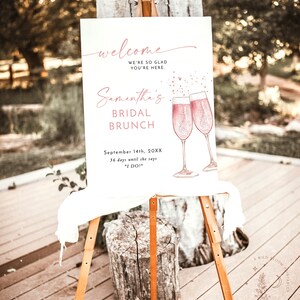 Bridal Shower Welcome Sign Boho Bridal Brunch Welcome Poster Brunch & Bubbly Welcome Sign Boho Shower Welcome Sign Template B2 image 2