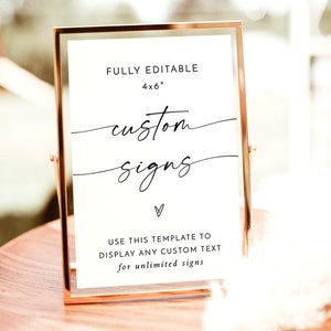 Minimalist Wedding 4x6&quot; Sign, Customizable Wedding Signage, Modern Wedding Sign, Minimalist Shower Sign, Editable Template, M9