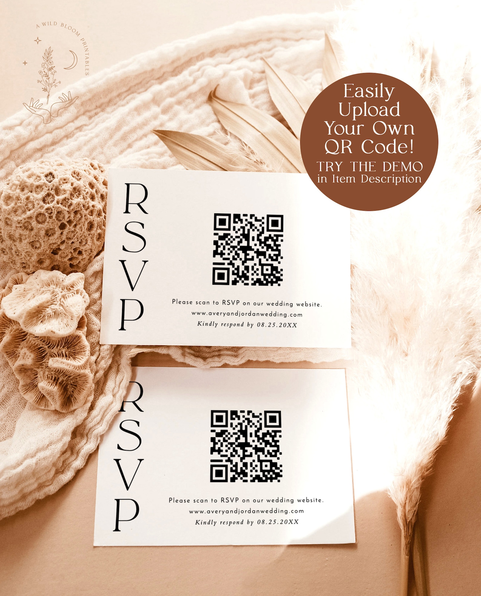 QR Code Response Card |minimalist Wedding Reply Card, Minimalist, RSVP ...