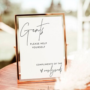 Gents Bathroom Sign Template, Mens Room Sign, Wedding Bathroom Sign, Wedding Bathroom Basket Sign, Modern Minimalist Wedding, M7