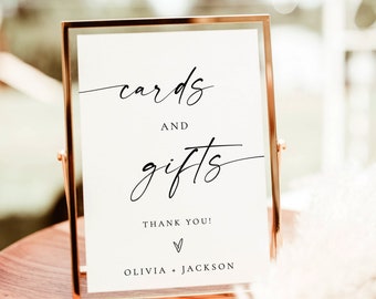 Cards and Gifts Sign Template, Modern Minimalist Wedding Sign, Wedding Gifts Sign, Bridal Shower Gift Sign, Baby Shower Gift Sign, M9