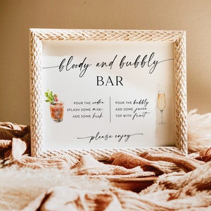 Bloody and Bubbly Bar Sign, Modern Brunch and Bubbly Shower Bar Sign, Minimalist Bridal Shower Bar Sign, Boho Bridal Shower Bar Sign, M9