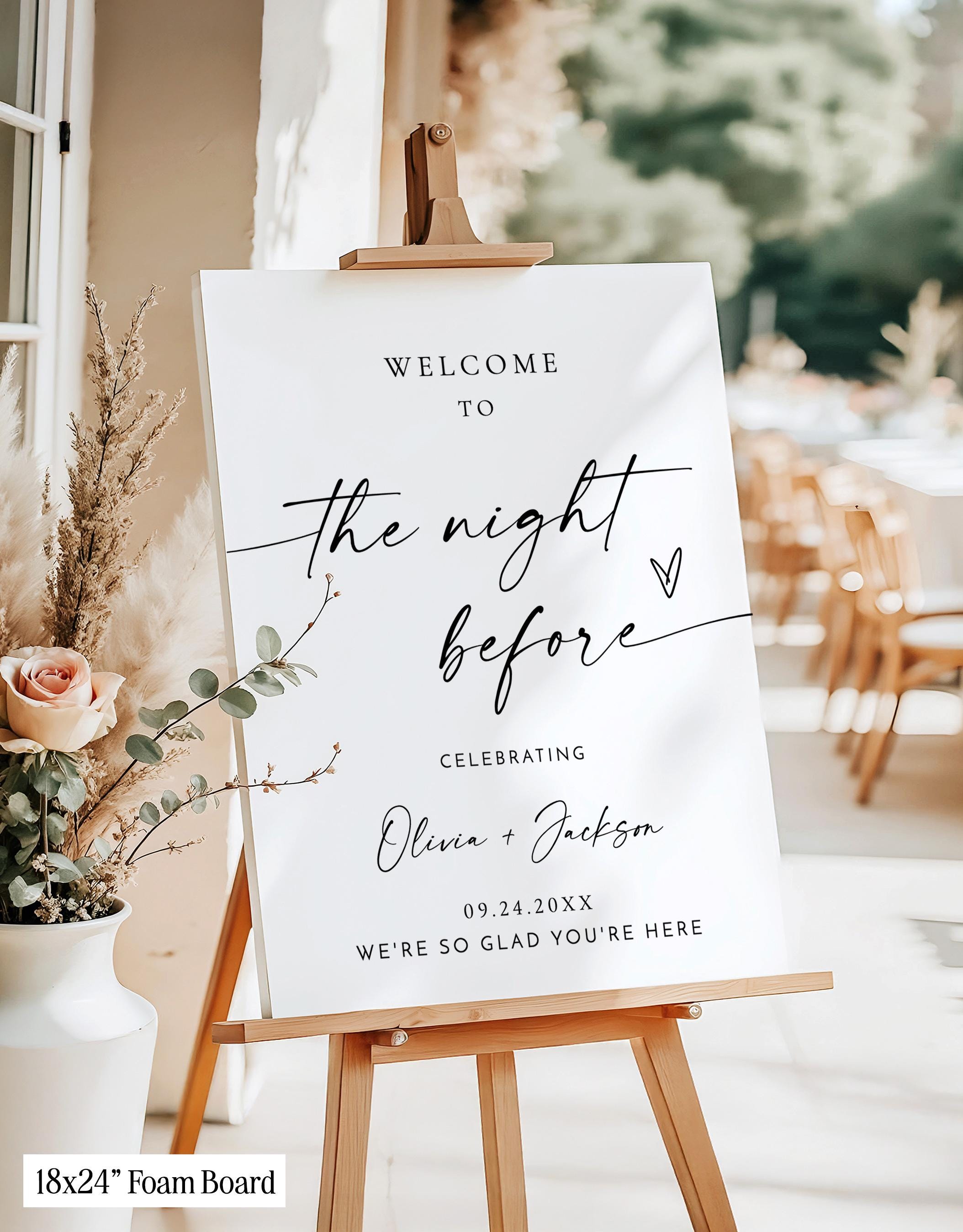 Printed + Shipped Rehearsal Dinner Welcome Sign, The Night Before Welcome, Custom Welcome Sign, Wedding Rehearsal Welcome Sign, M9