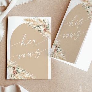 Boho Vow Book Template, Modern Wedding Vow Book, Pampas Grass Wedding, Rust Desert Wedding Vow Book Template, Editable Template, A5