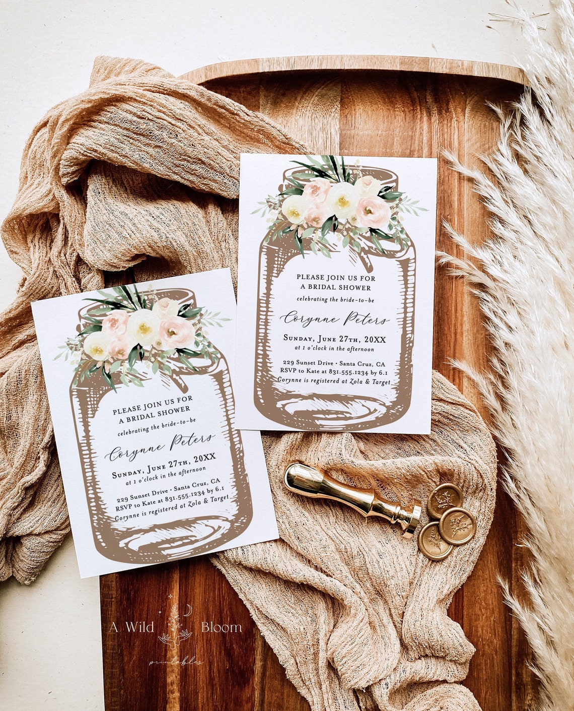 Rustic Bridal Shower Invitation Template Country Bridal image 1