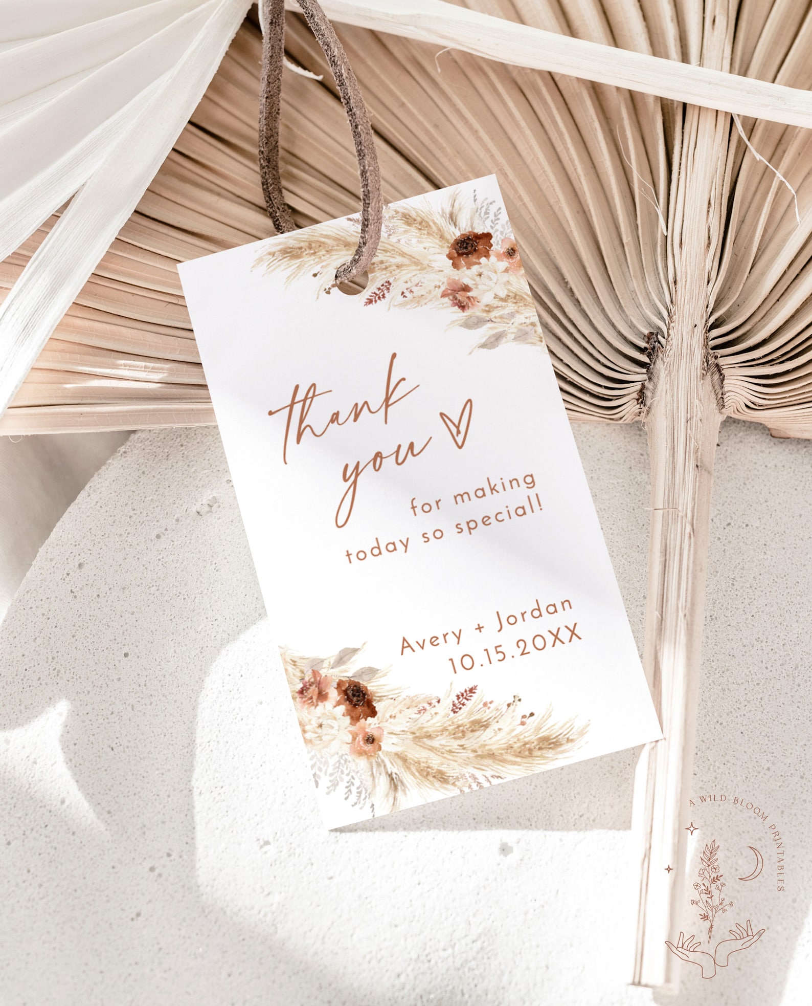Boho Thank You Favor Tag, Boho Shower Tag, Terracotta Thank You Tag ...