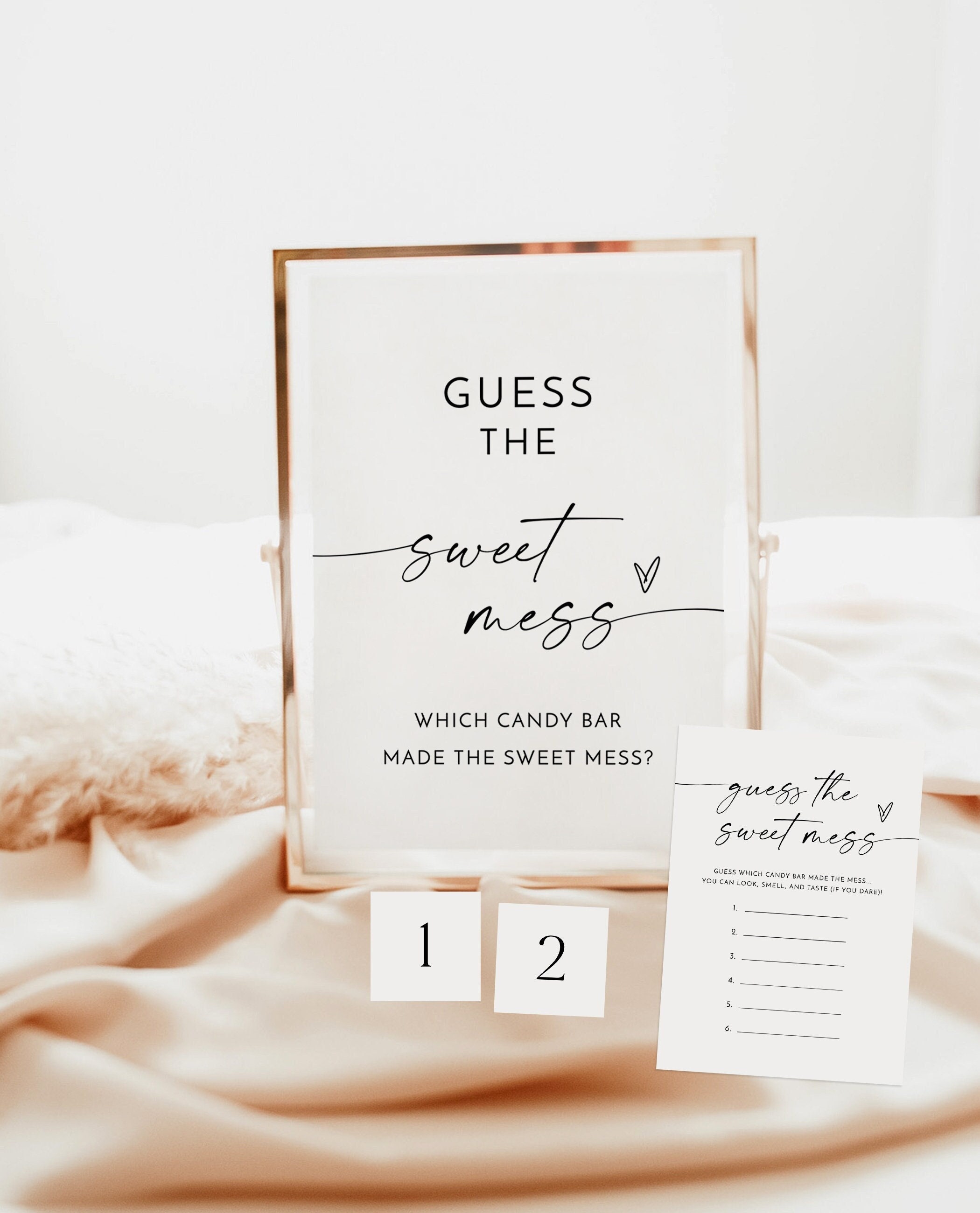Guess the Sweet Mess Game, Dirty Diaper Game, Candy Bar Baby Shower Game, Boho Baby Shower Game, Gender Neutral Baby Shower, M9