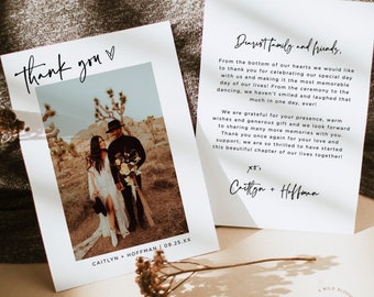 Photo Thank You Card Template, Minimalist Wedding Thank You Card, Modern Minimalist Wedding Thank You, Boho Modern Thank You Card, M1