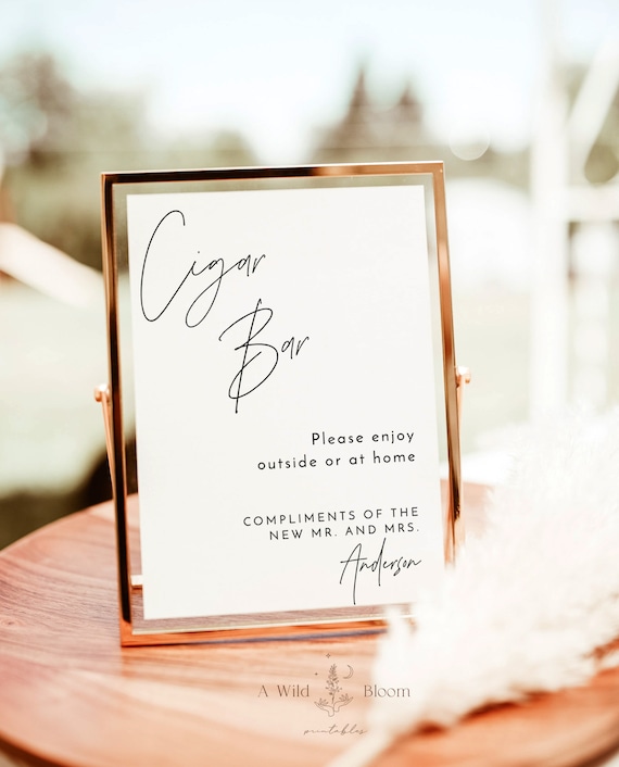 Modern Wedding Cigar Sign Template, Minimalist Bar, Instant Download,  Editable Template, M7