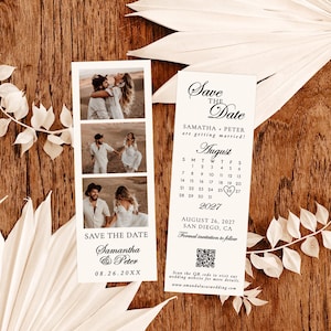 Photo Strip Save the Date, Photo Booth Save the Date, Photo Save the Date Card, Minimalist Save the Date Template, Editable Template, N2
