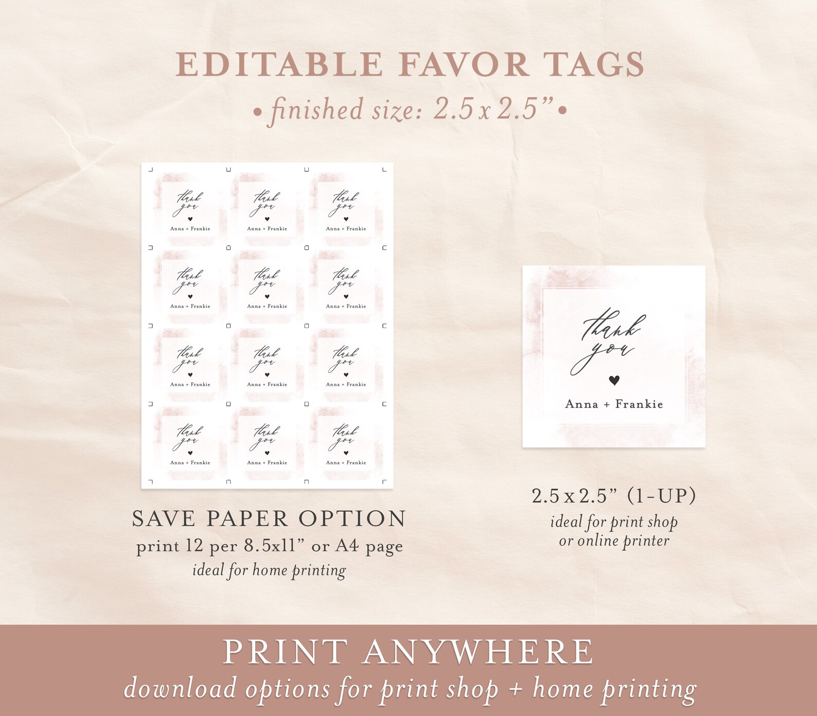 Editable Wedding Favor Tag Template Tropical Wedding Favor | Etsy