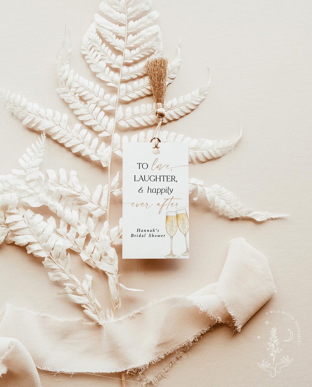 Brunch and Bubbly Favor Tags, Boho Bridal Shower Tag, Bohemian Thank ...