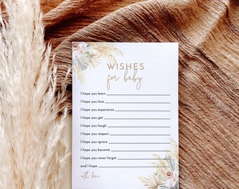 PRINTED + SHIPPED | Pampas Grass Wishes for Baby Shower Card | Muted Boho PG-01