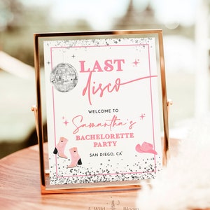 Last Disco Bachelorette Welcome Sign, Disco Ball, Bachelorette Party Welcome Sign, Disco Cowgirl Bachelorette, Editable Template, D2