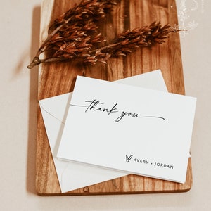 Minimalist Thank You Card, Thank You Card, Bridal Shower Thank You Cards, Modern Minimalist Wedding, Editable Template, M9 image 3