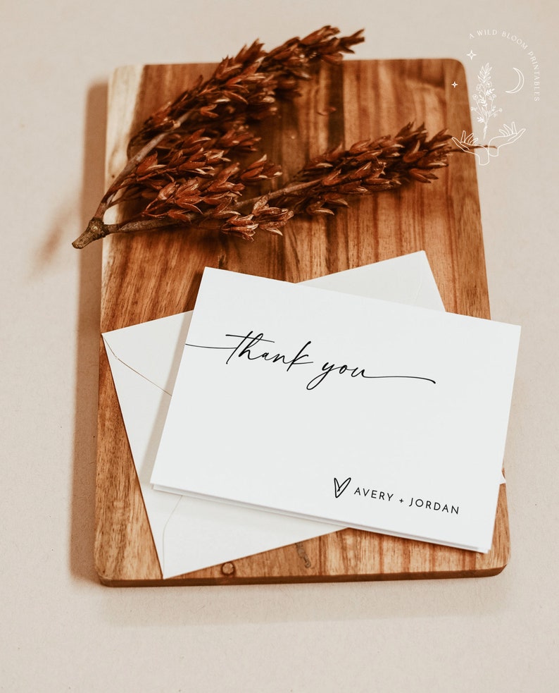 Minimalist Thank You Card, Thank You Card, Bridal Shower Thank You Cards, Modern Minimalist Wedding, Editable Template, M9 image 3