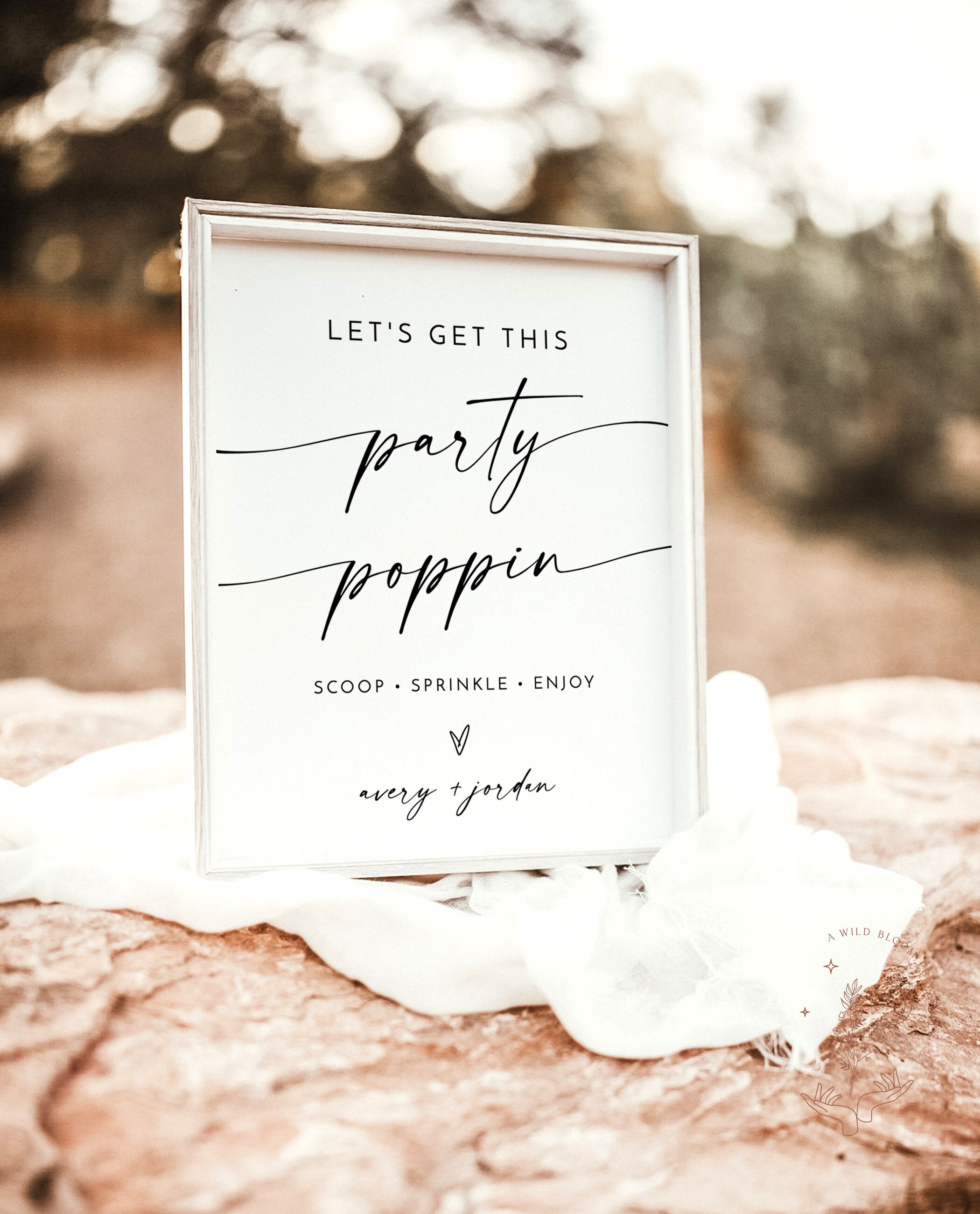 Minimalist Popcorn Bar Wedding Sign, Modern Favors, Let's Get This