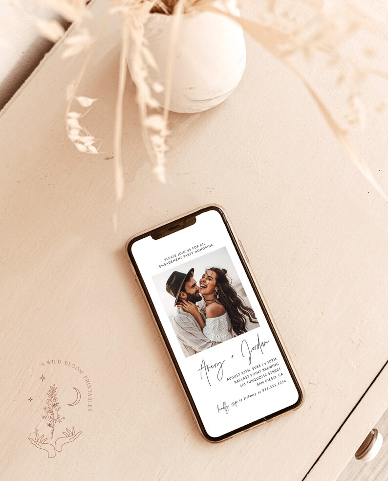 Minimalist Engagement Party Evite Couples Shower Invite Etsy