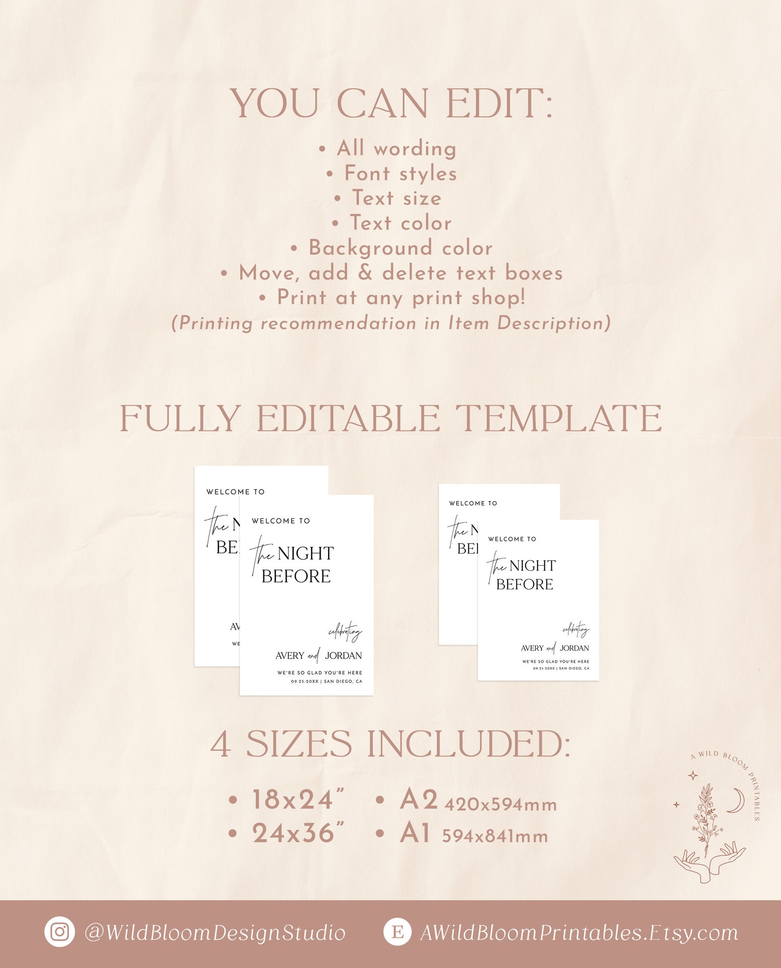 The Night Before Welcome Sign Modern Wedding Rehearsal - Etsy