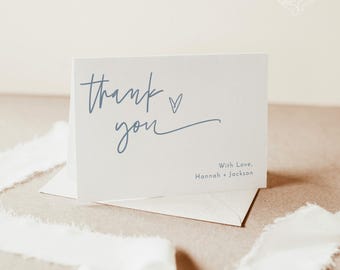 PRINTED + SHIPPED | Minimalist Thank You Card | Dusty Blue BM1