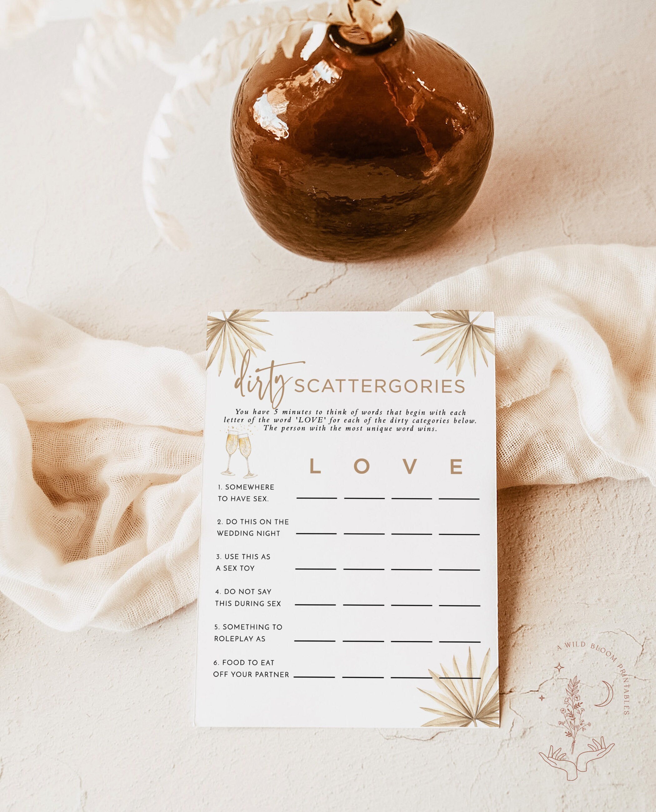 Bachelorette Party Game Dirty Scattergories Bachelorette - Etsy