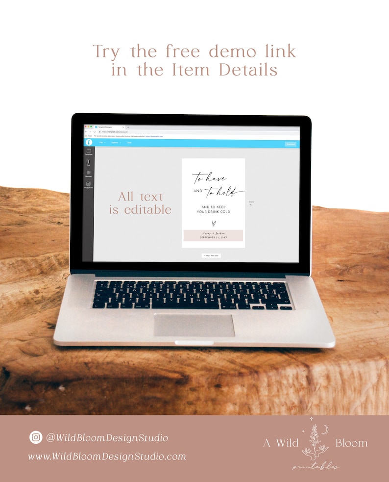To Have and To Hold, Koozie Favor Sign, Wedding Drink, Can Cooler, Modern Minimalist, Instant Download, Editable Template, M9 image 6