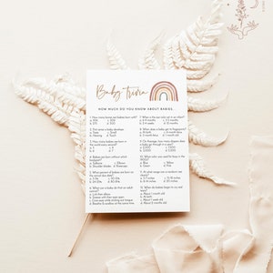 Rainbow Baby Shower Games Gender Neutral Shower Bundle Muted Tones Boho Baby Shower Bohemian Baby Shower Editable Template RB1 image 3