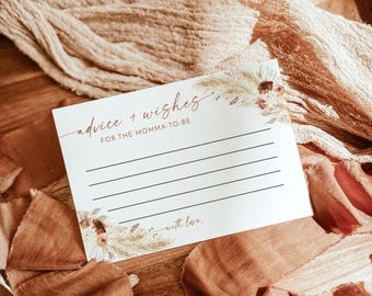 PRINTED + SHIPPED | Advice and Wishes Card | Pampas Grass Boho Terracotta A4