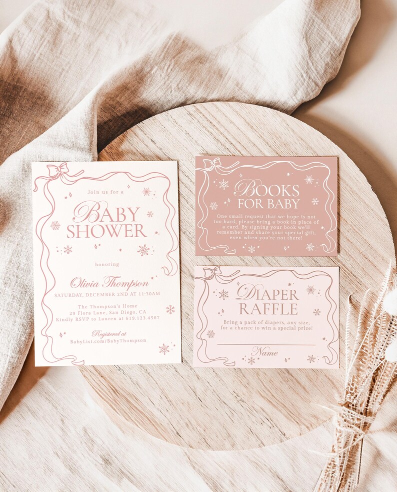 Winter Baby Shower Bundle, Modern Pink Girl Baby Shower, Baby It's Cold