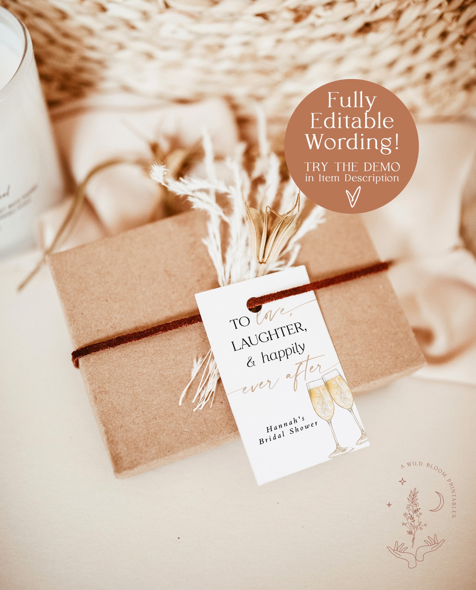 Brunch and Bubbly Favor Tags Boho Bridal Shower Favor Tag - Etsy