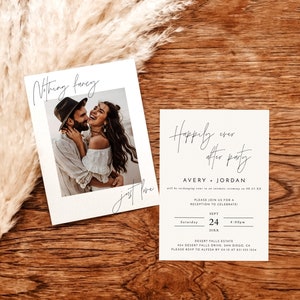 Wedding Reception Invite, Photo Wedding Announcement, Happily Ever After Party Invite, Elopement Announcement, Nothing Fancy Just Love, M7